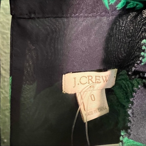 J. Crew Factory Beanstalk Ruffle Collar Blouse Navy Green - Picture 8 of 10